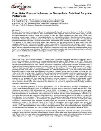 Más sobre Influencia de la Presión del Agua de Poros en Subgrados Estabilizados con Geosintéticos.