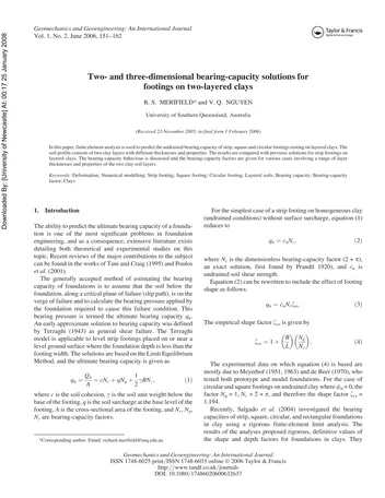 Más sobre Soluciones de Capacidad Portante Bidimensionales y Tridimensionales para Cimientos